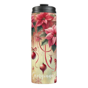 Bouteilles Isothermes Nom personnalisé Whimsica Poinsettia Baubles de No