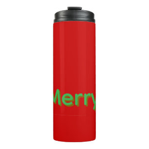 Bouteilles Isothermes Nom vert joyeux sur fond rouge