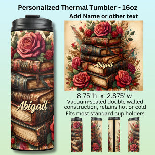 Bouteilles Isothermes Nom, Vieux Livres & Roses Floral