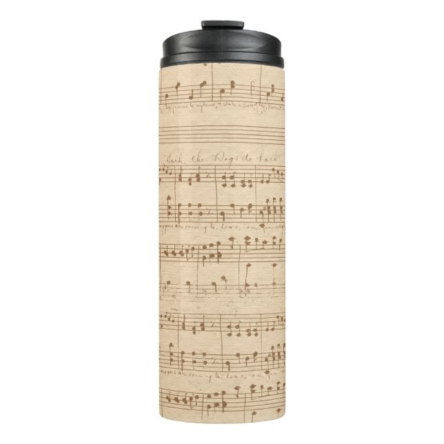 Bouteilles Isothermes notes de musique beige vintage (Devant)