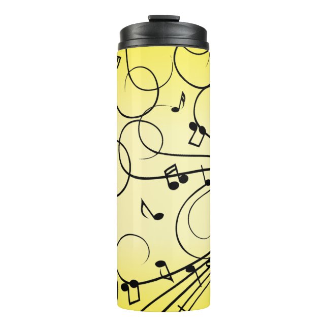 Bouteilles Isothermes Notes de musique fantaisie jaune (Devant)