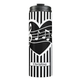 Bouteilles Isothermes Notes de musique noire blanche personnalisée Cardi