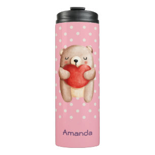 Bouteilles Isothermes Nounours ourson mignon portant un cœur rouge