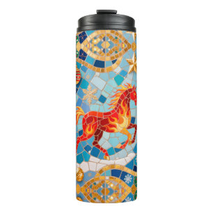 Bouteilles Isothermes Nouvel An 2026 Motif de Noël du Cheval Rouge Fiery