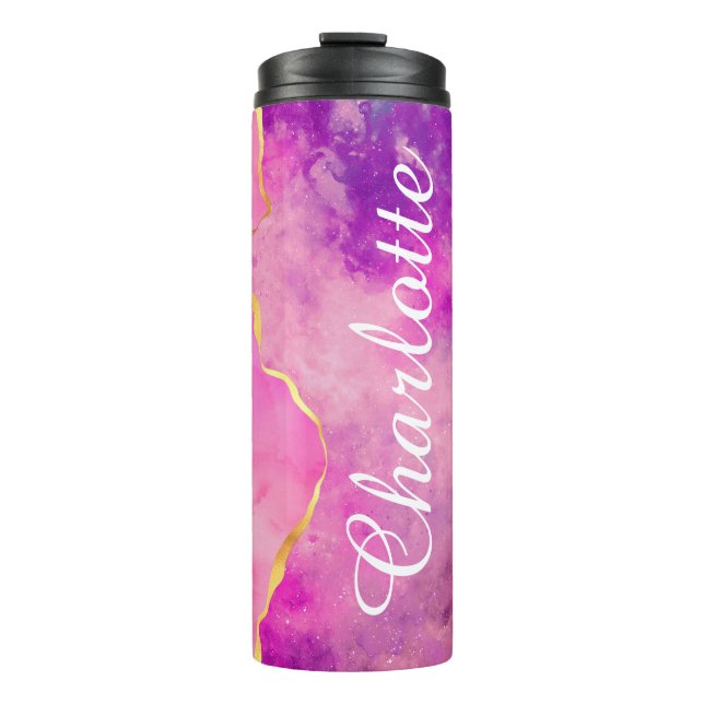 Bouteilles Isothermes Nuages de brillance rose customisés de Paruline co (Devant)