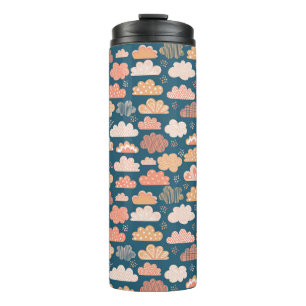 Bouteilles Isothermes Nuages scandinaves : Motifs d'enfants dorés.