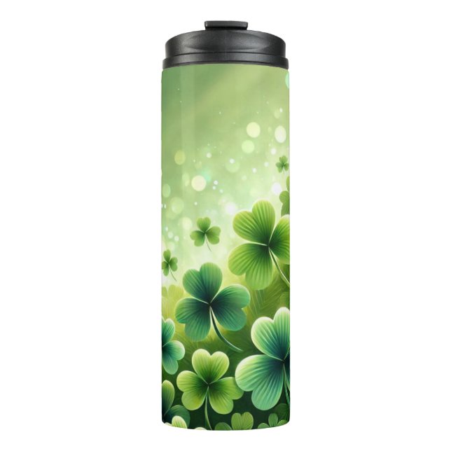 BOUTEILLES ISOTHERMES NUANCES DE VERT TRÈFLES IRLANDAIS CELTIQUES (Devant)