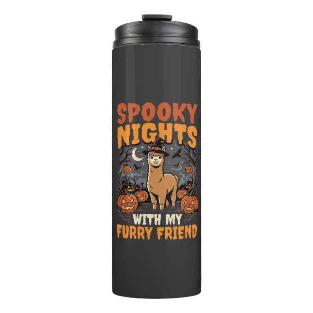 Bouteilles Isothermes Nuit des alpagas d'Halloween (Devant)