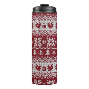 Bouteilles Isothermes Nuit, Noël, écureuils, motif vintage.