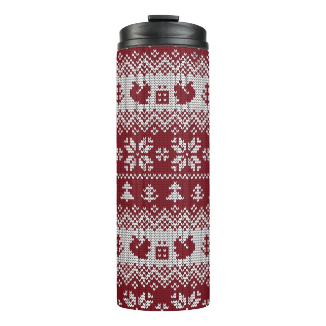 Bouteilles Isothermes Nuit, Noël, écureuils, motif vintage. (Devant)