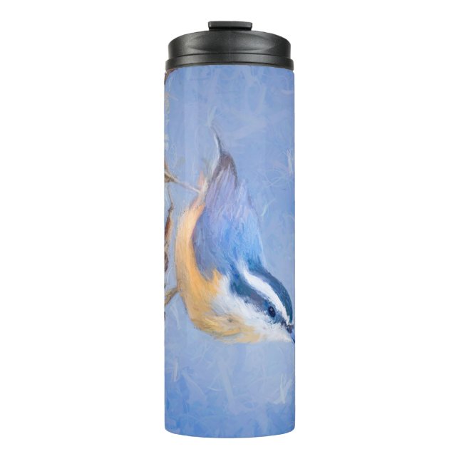 Bouteilles Isothermes Nuthatch à poitrine rouge Peinture d'art original  (Devant)