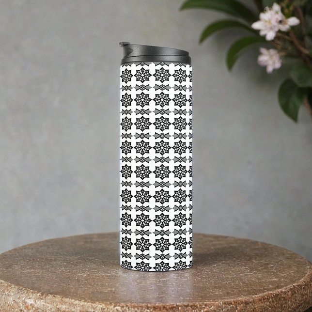 Bouteilles Isothermes Octagine florale noire (Créateur téléchargé)