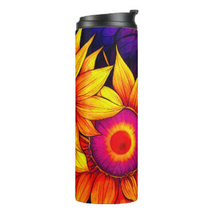 Bouteilles Isothermes Œuvre d'art élégante et colorée de tournesol Fleur