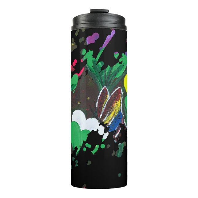 Bouteilles Isothermes Œuvre d'art faite main - Papillon Bolssom (Devant)