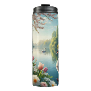 Bouteilles Isothermes OEuvre d'art printanière du lac des cygnes floraux