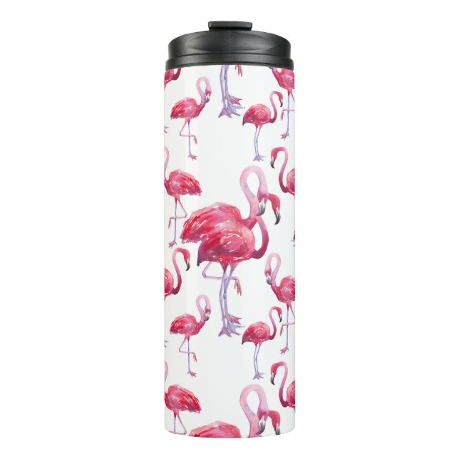 Bouteilles Isothermes Oiseau d'aquarelle de Flamant rose exotique (Devant)
