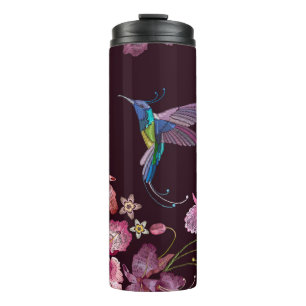 Bouteilles Isothermes Oiseau de mer et orchidée fleurs tropicales exotiq