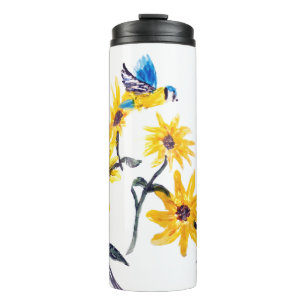 Bouteilles Isothermes Oiseau floral Art Bluetit Tournesols