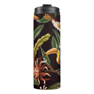 Bouteilles Isothermes Oiseaux tropicaux : Feuilles Vintages & Fleurs