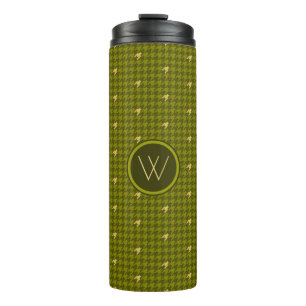 Bouteilles Isothermes Olive avec l'or Accent Houndstooth Tumbler thermiq