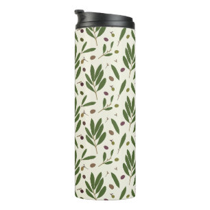 Bouteilles Isothermes Olives minimalistes et branches - motif sans soudu