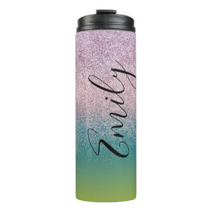 Bouteilles Isothermes Ombre Faux Sparkle Monogramme Nom