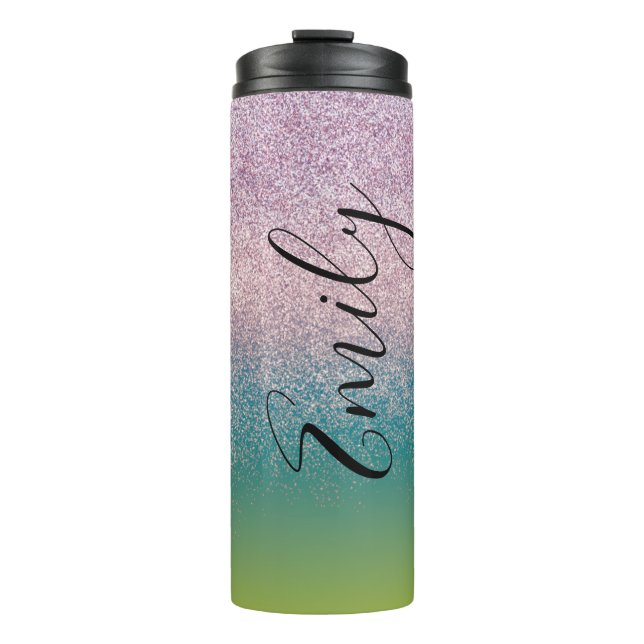 Bouteilles Isothermes Ombre Faux Sparkle Monogramme Nom     (Devant)