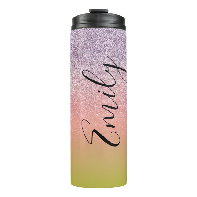 Bouteilles Isothermes Ombre Faux Sparkle Monogramme Nom     (Devant)