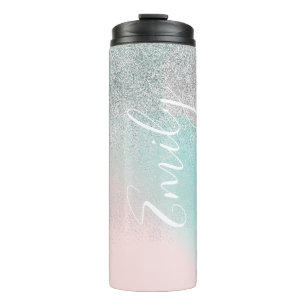 Bouteilles Isothermes Ombre Faux Sparkle Pastel Monogramme Nom