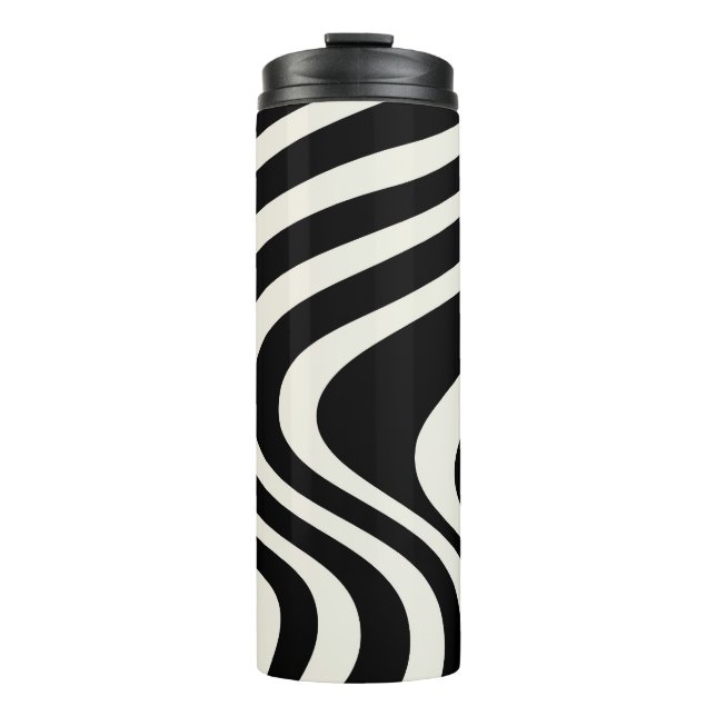 Bouteilles Isothermes Ondes de style rétro noir et blanc (Devant)