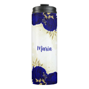 Bouteilles Isothermes or floral bleu royal