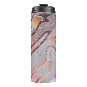 Bouteilles Isothermes Or rose pailleté et marbre