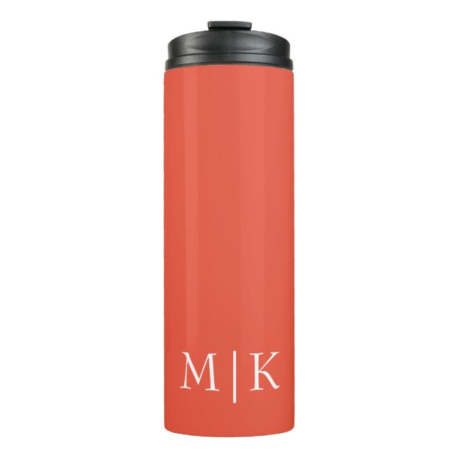 Bouteilles Isothermes Orange et blanc | Monogramme moderne (Devant)