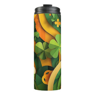 BOUTEILLES ISOTHERMES ORANGE VERT JAUNE STRIPES IRLANDAIS & SHAMROCKS