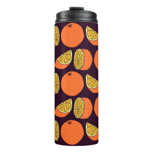 Bouteilles Isothermes Oranges sans couture motif, texture vintage.