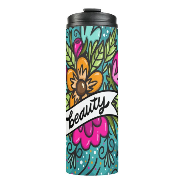 Bouteilles Isothermes Oreiller de décoration Beauté avec des fleurs (Devant)