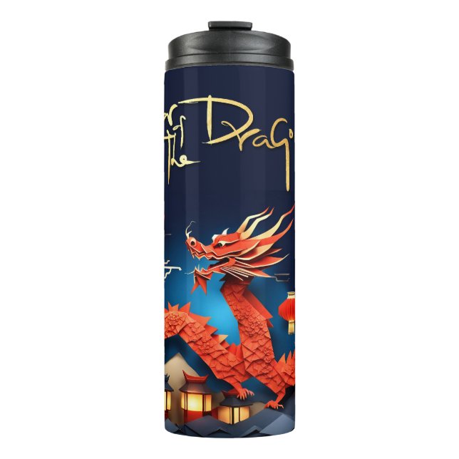 Bouteilles Isothermes Origami chinois Dragon rouge Année Zodiac TT (Devant)