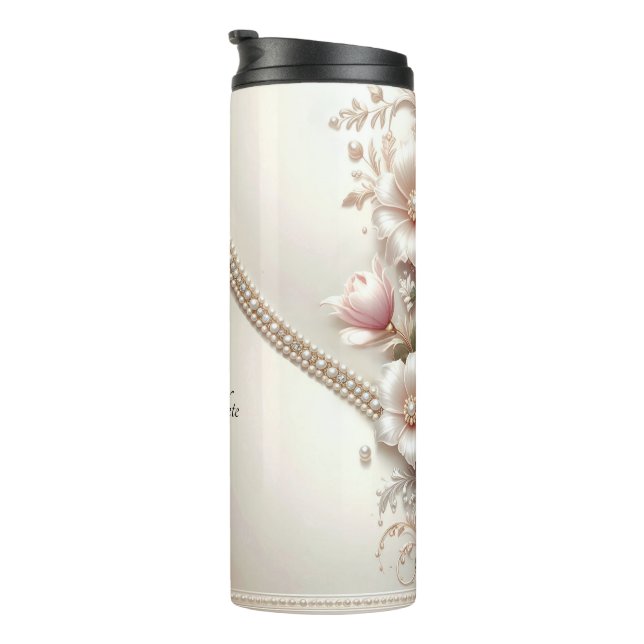 Bouteilles Isothermes Ornements Floraux et Perles (Tourné sur la droite)