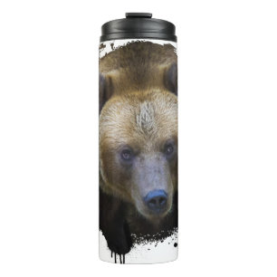 Bouteilles Isothermes Ours Brun Grizzly Animal Vie Sauvage Forêt Jungle 
