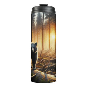 Bouteilles Isothermes Ours noir sur la scène forestière