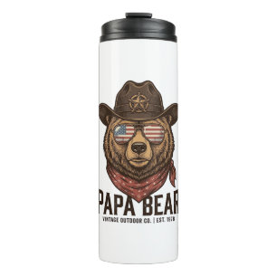 Bouteilles Isothermes Ours Papa Cowboy Ours Patriote Vintage Vector Des