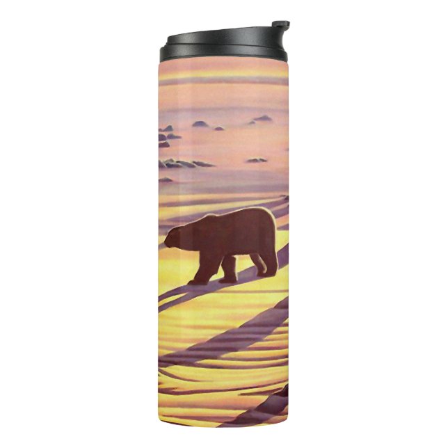 Bouteilles Isothermes Ours polaire Art Tumbler Mug Sunrise Ours Boire (Tourné sur la gauche)