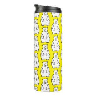Bouteilles Isothermes Ours Polaire Grizzly de Bande Dessinée Drôle Jaune