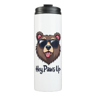 Bouteilles Isothermes Ours vintage Hey Paws Up avec des lunettes de sole