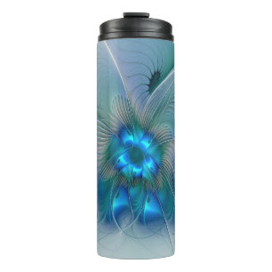 Bouteilles Isothermes Ovation debout, fractale bleue turquoise abstraite