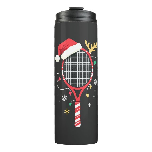 Bouteilles Isothermes Paddle de tennis avec chapeau de Santa et lumières (Devant)