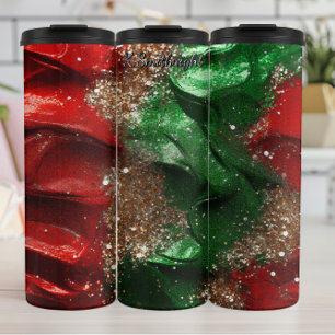 Bouteilles Isothermes Paillettes de Noël Tourbillon Rouge Vert
