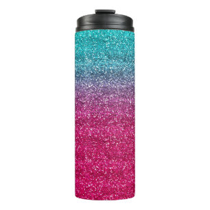 Bouteilles Isothermes Paillettes dégradé bleu scintillant et rose foncé