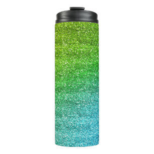 Bouteilles Isothermes Paillettes dégradé vert et bleu scintillant