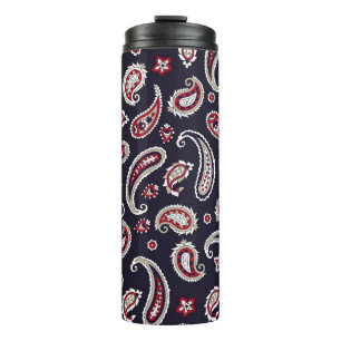 Bouteilles Isothermes Paisley indien traditionnel, motif de marine.